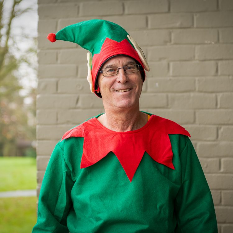Portrait shot of a man in an elf outfit