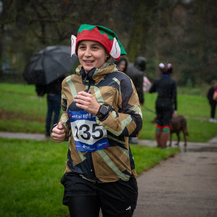Close up shot of a runner near the finish line